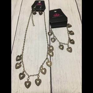 Adorable heart necklace and bracelet set